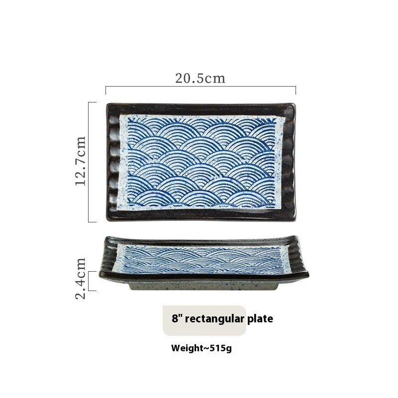 Retro Rectangular Japanese Style Sushi Plate