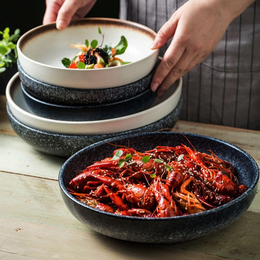 Ceramic Household Tableware Round Deep Plate