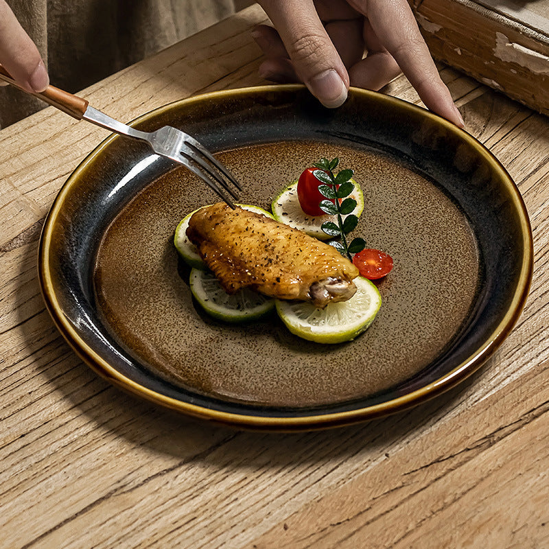 Retro Simple Round Ceramic Plate