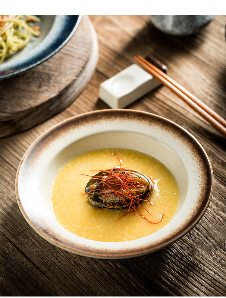 Straw Hat Plate Household Ceramic Flat Plate