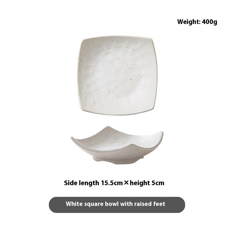 Special-shaped Four-corner Creative Simple Ceramic Bowl