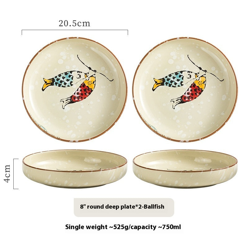 New Homehold Japanese Cat Plate Ceramic Plate