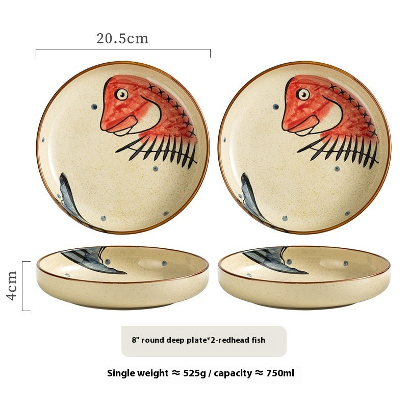 New Homehold Japanese Cat Plate Ceramic Plate