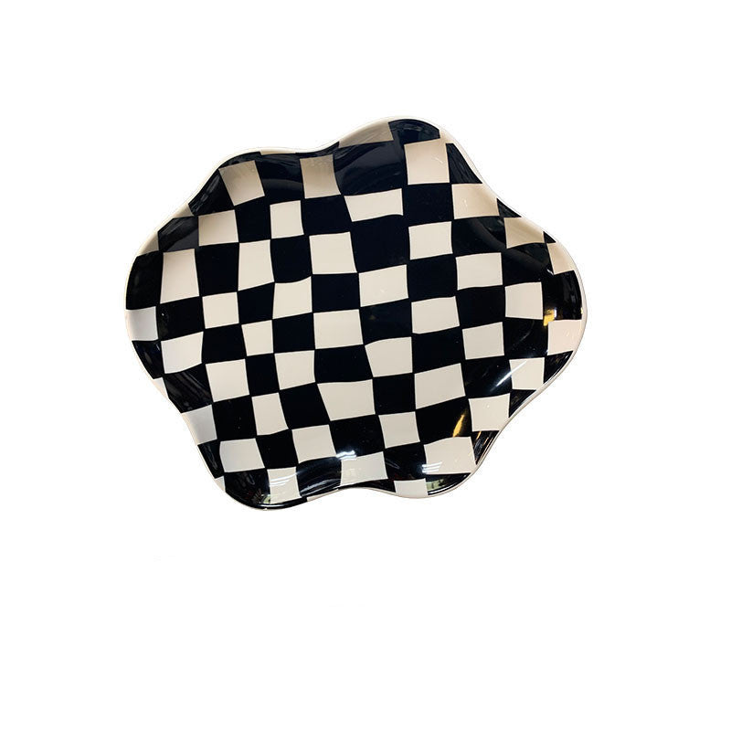 Black And White Green Irregular Cloud Plate