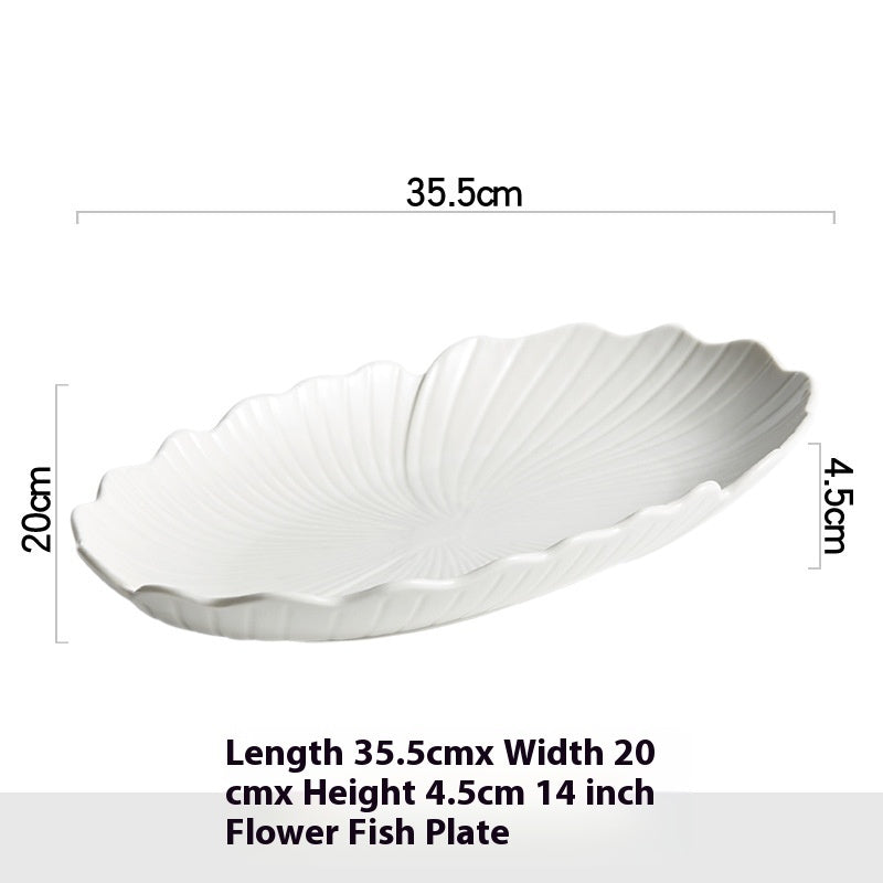 Fish Steaming Plate Household Oval Ceramic Plate