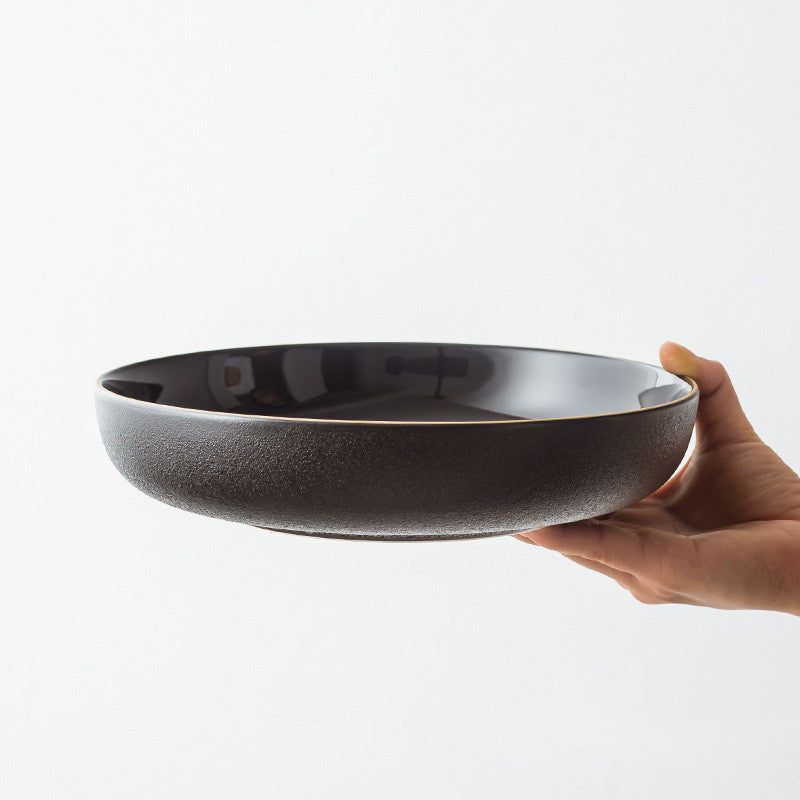 Black Ceramic Tableware Plate Bowl