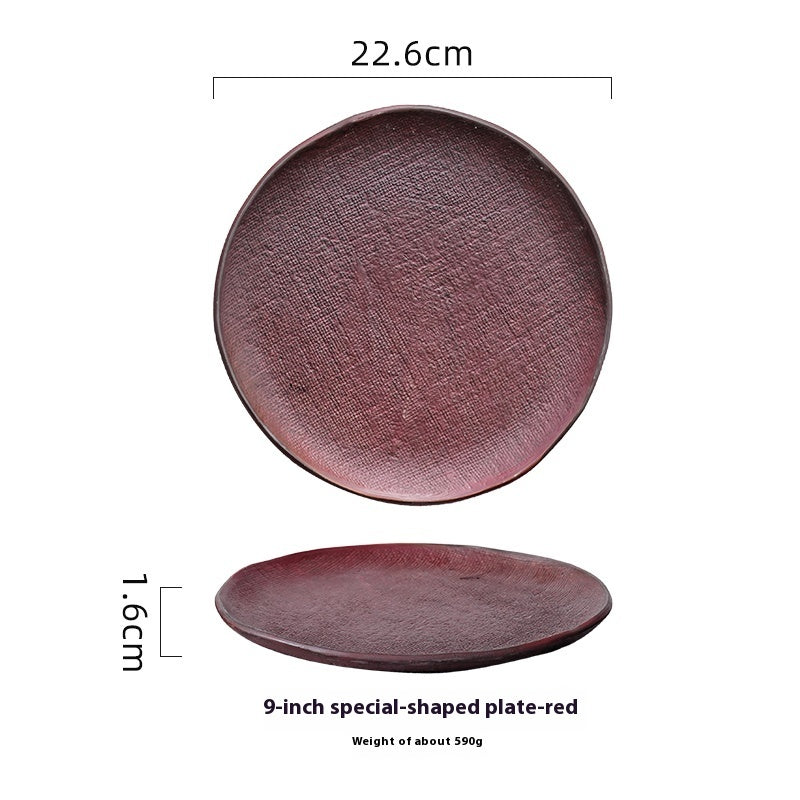 Retro Hand-painted Household Round Ceramic Plate