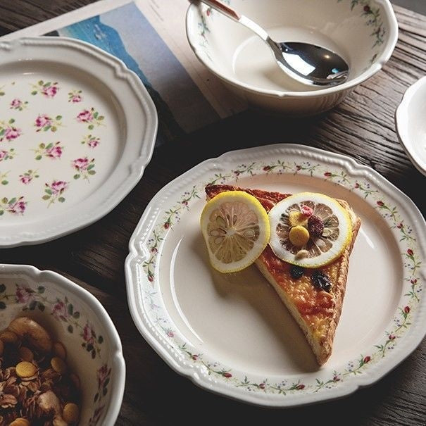 Rose Flat Bowl Home Ceramic Plate