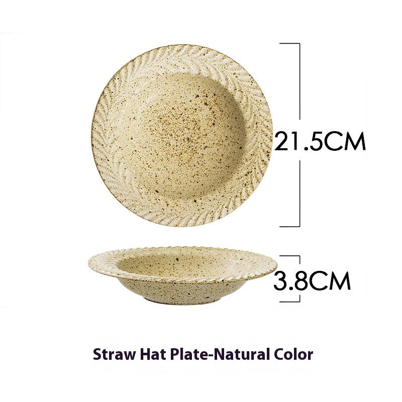 Retro Style Round Ceramic Soup Plate