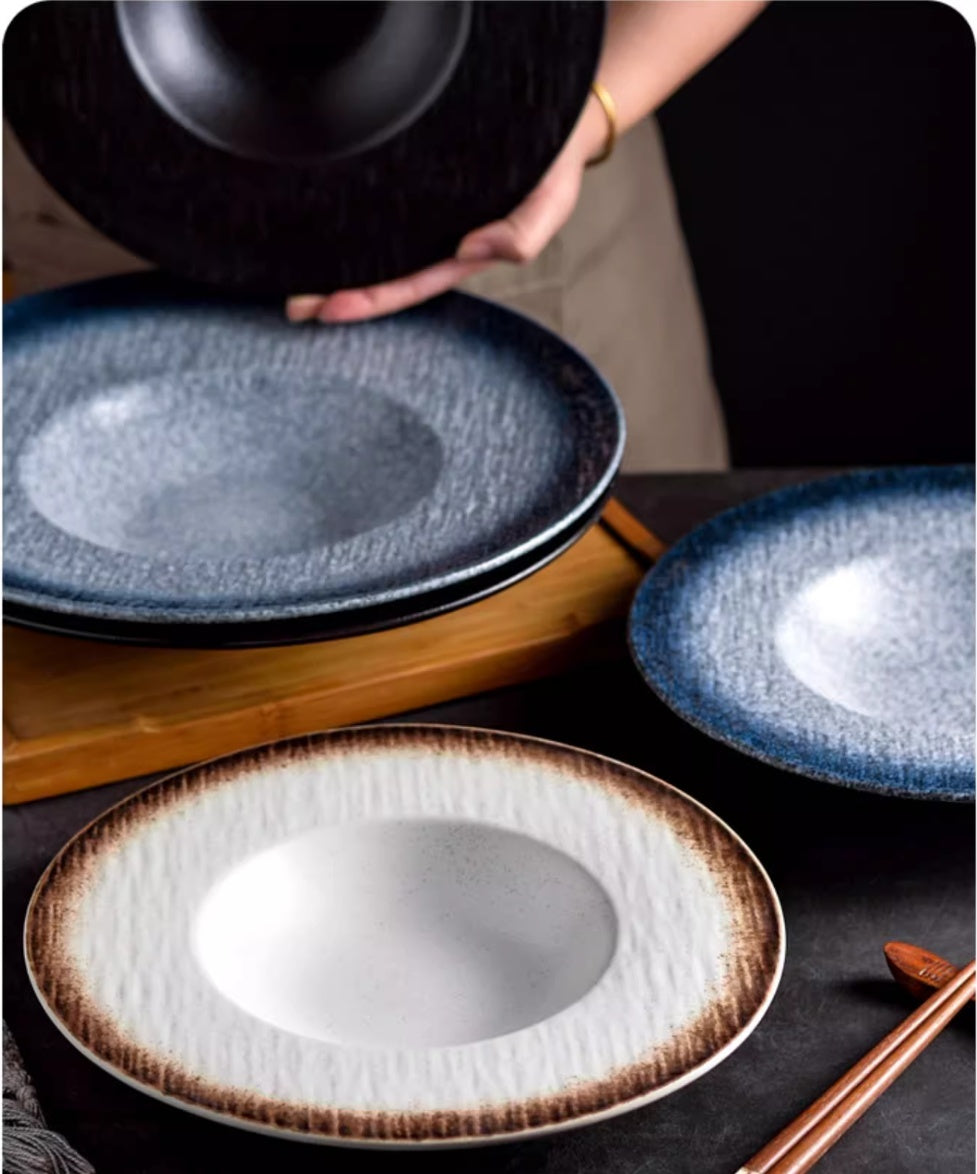 Creative Embossed Black Spaghetti Straw Hat Plate