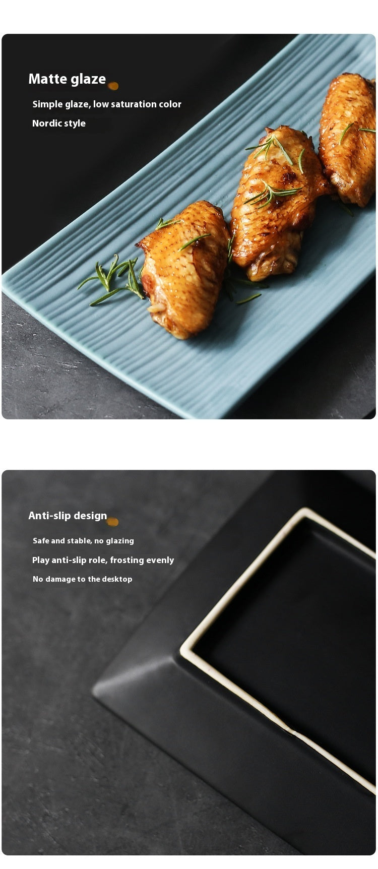 Rectangular Plate Household Minimalist Porcelain Dinner Plate