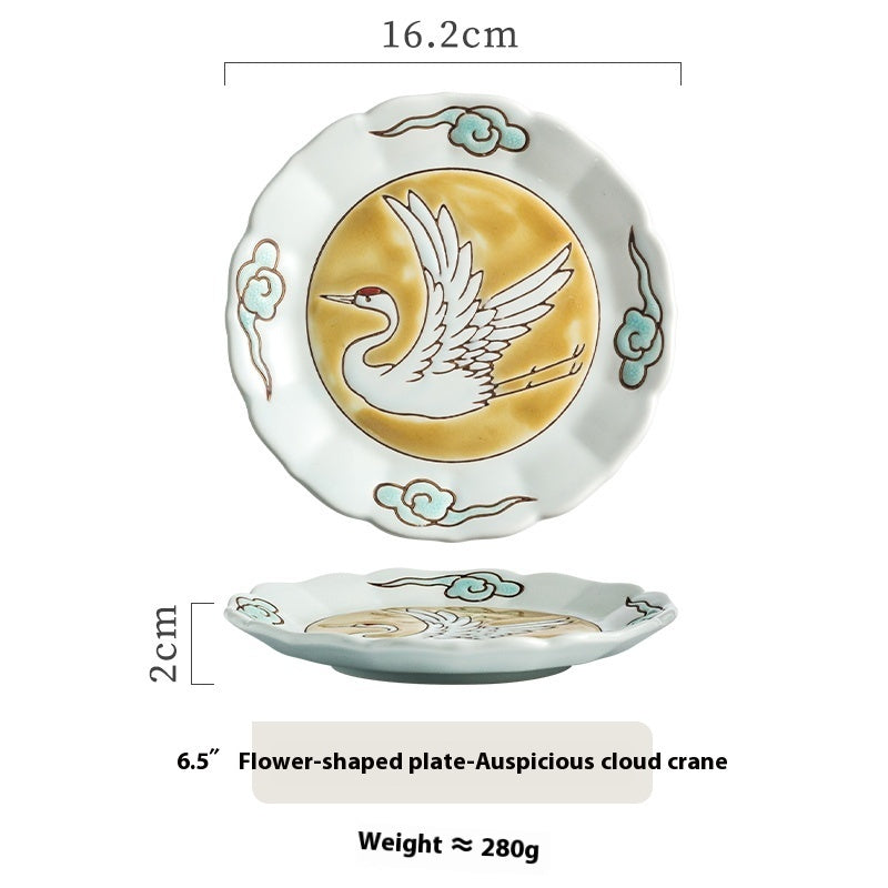 Retro Flower Ceramic Round Plate