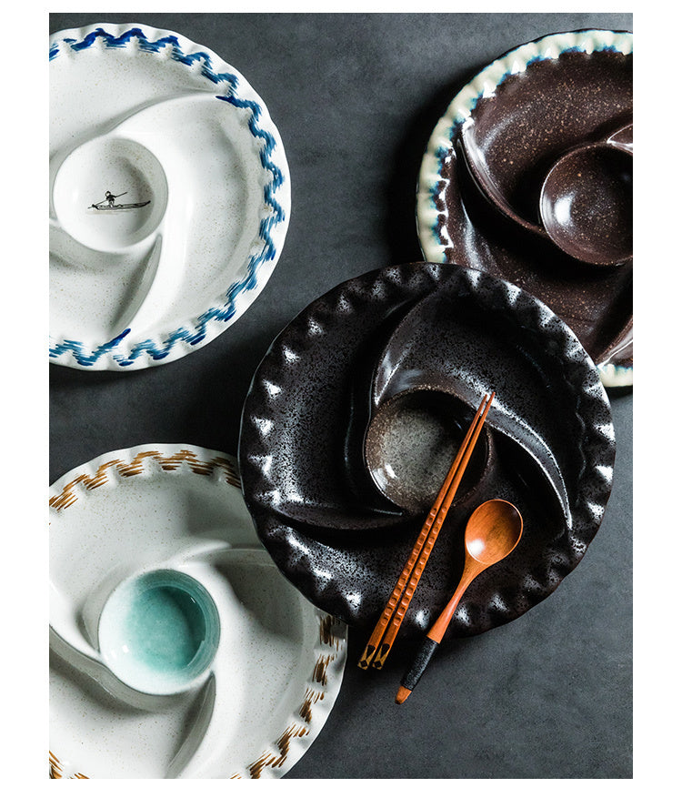 Three Grids Creative Ceramic Plate