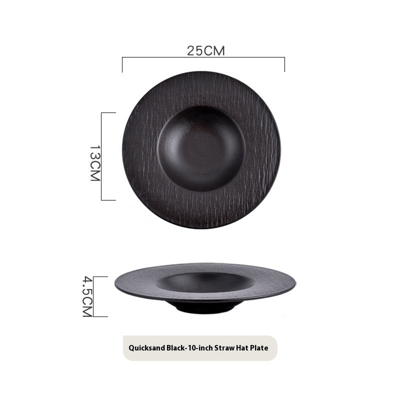 Creative Embossed Black Spaghetti Straw Hat Plate