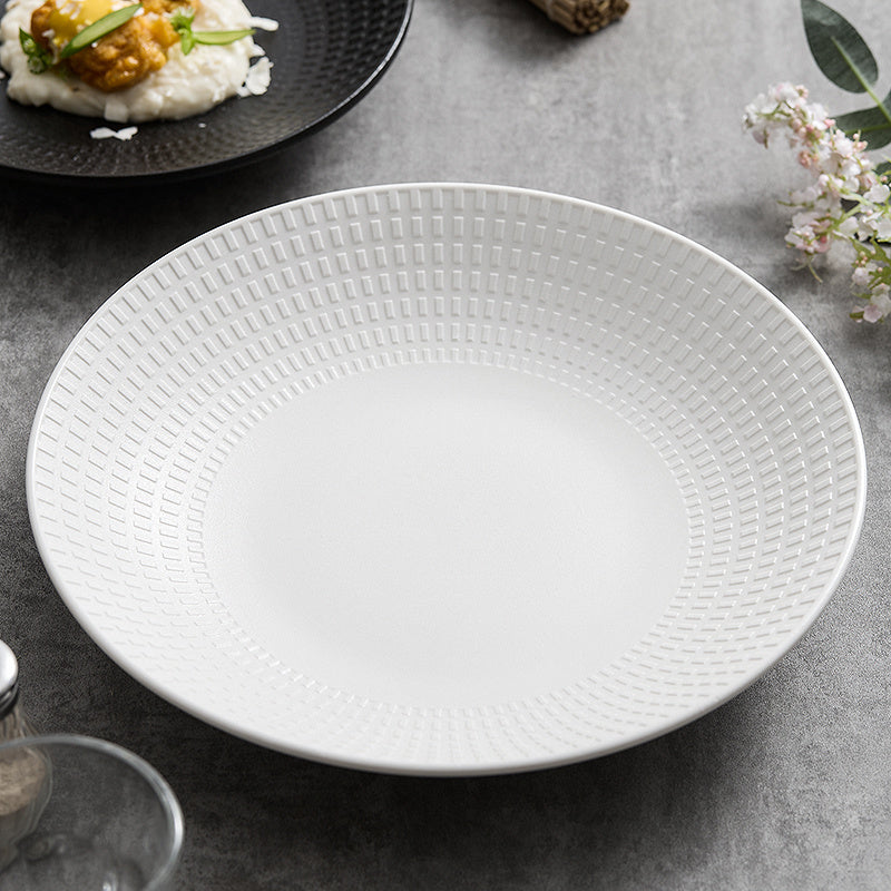 Household Black And White Ceramic Plate