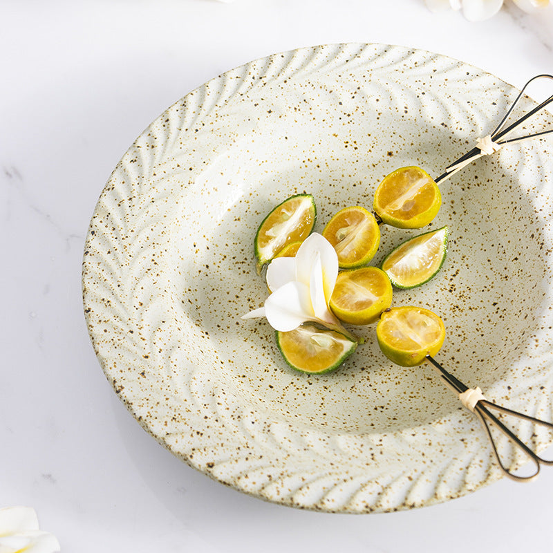 Retro Style Round Ceramic Soup Plate