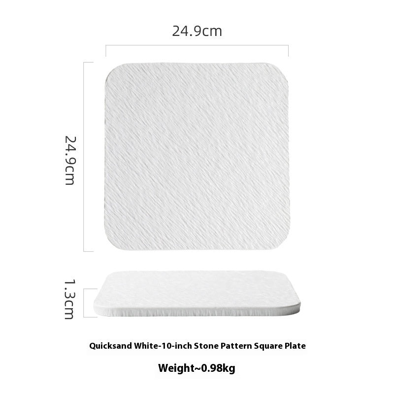 Solid Color Rock Pattern Ceramic Western Food Flat Plate