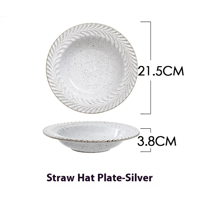 Retro Style Round Ceramic Soup Plate