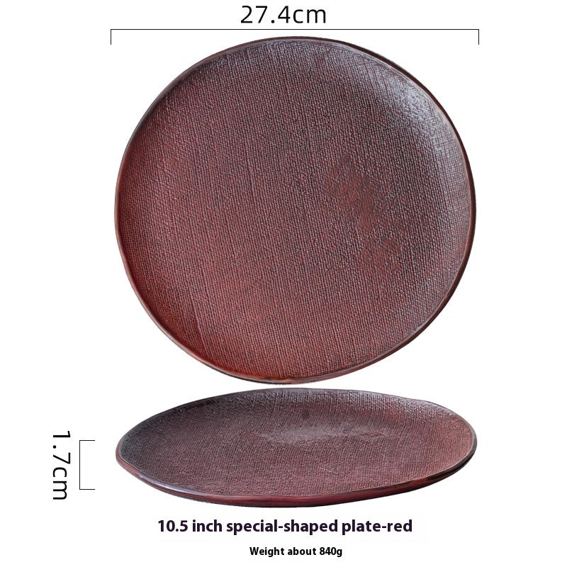 Retro Hand-painted Household Round Ceramic Plate