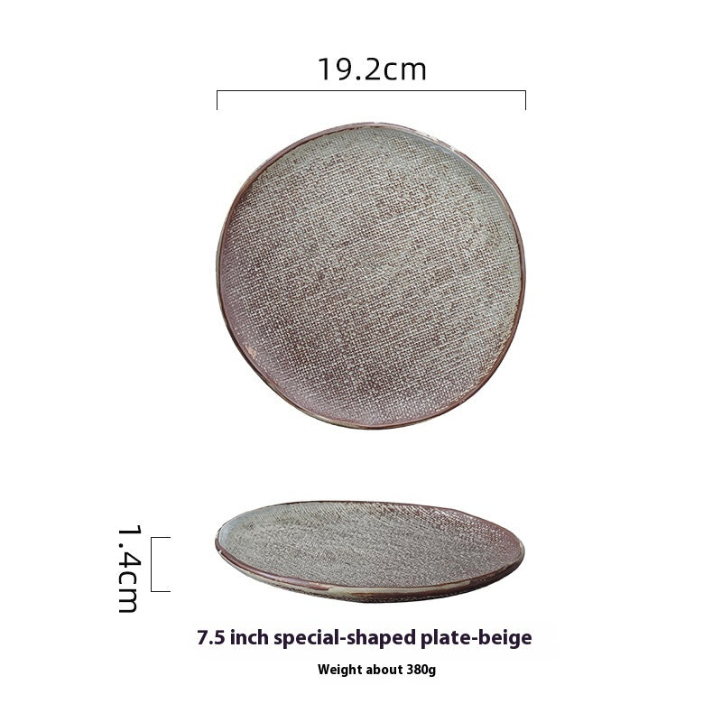 Retro Hand-painted Household Round Ceramic Plate