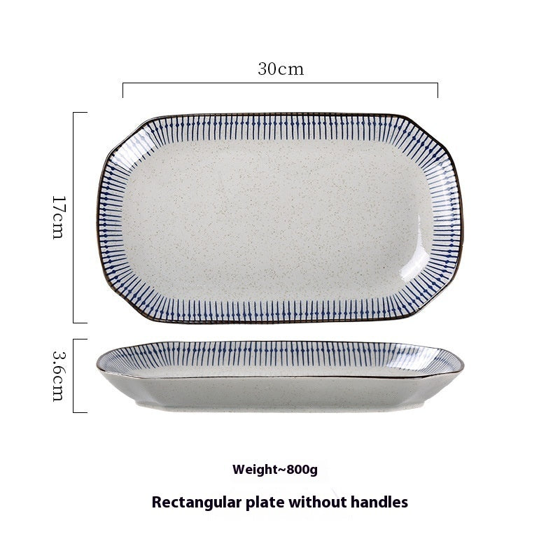 Vintage Ceramic Tableware Hand Painted Underglaze Plate