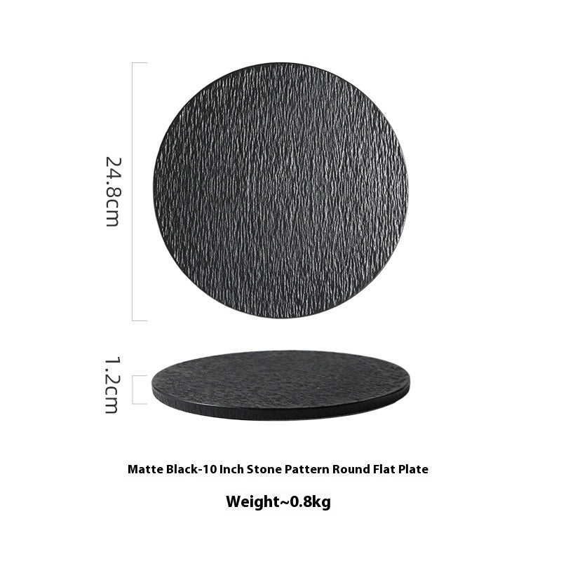 Solid Color Rock Pattern Ceramic Western Food Flat Plate