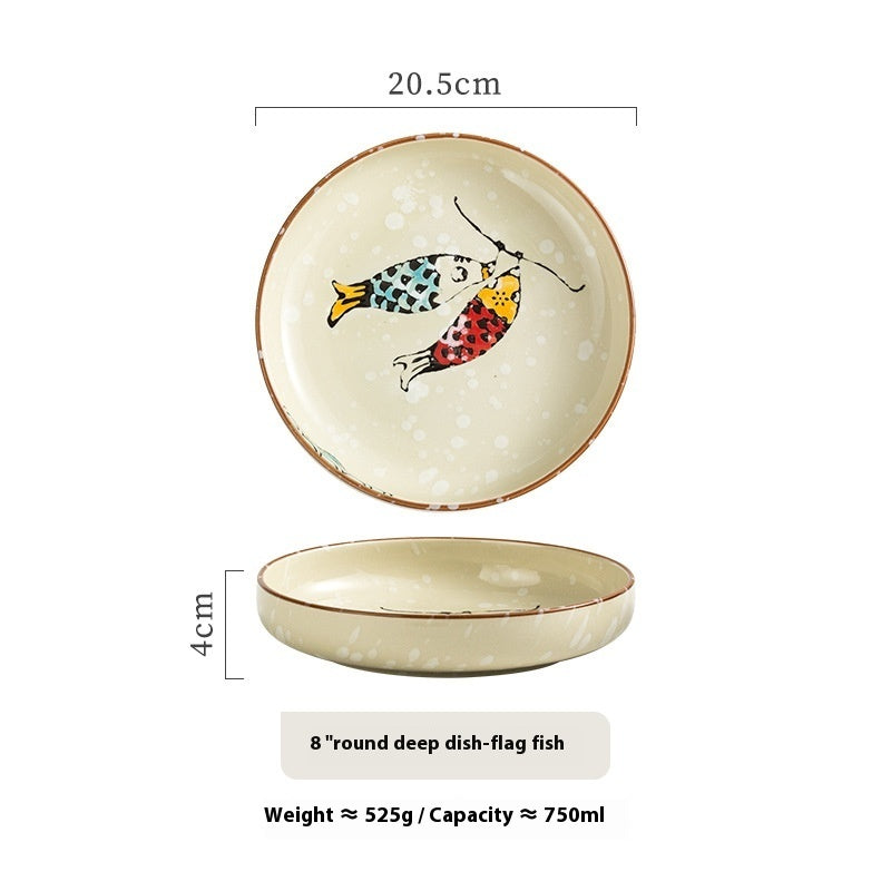 New Homehold Japanese Cat Plate Ceramic Plate