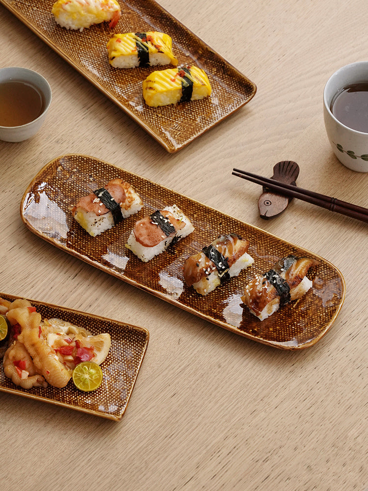 Long Plate Creative Ceramic Underglaze Dish