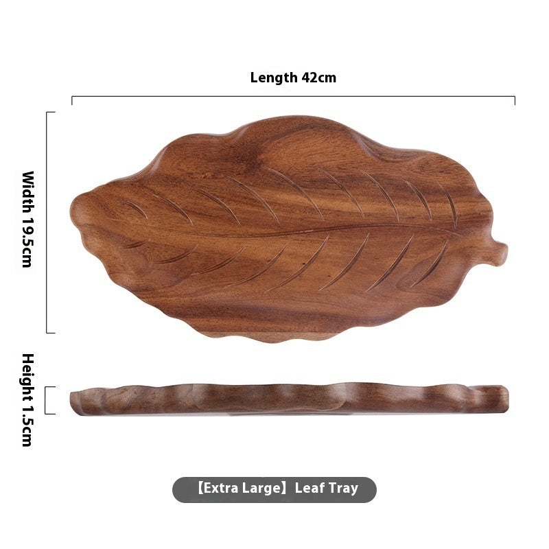Leaf Pattern Long Wooden Plate