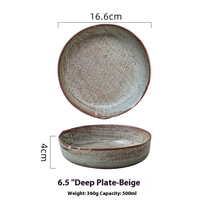 Retro Ceramic Deep Plates Creative Household Plate