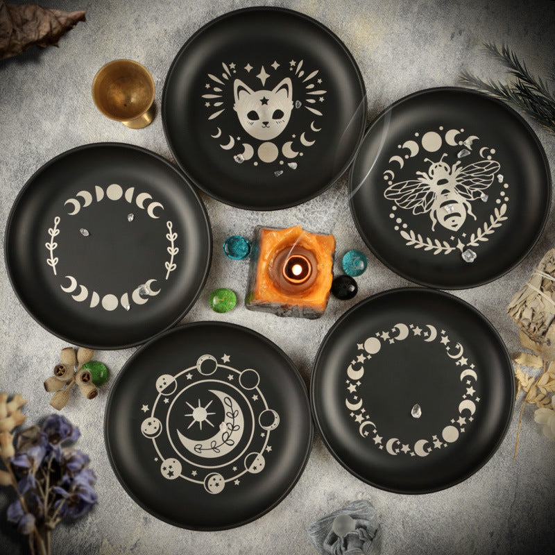 Black Cat Pattern Ceramic Round Plate