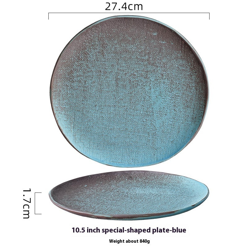 Retro Hand-painted Household Round Ceramic Plate