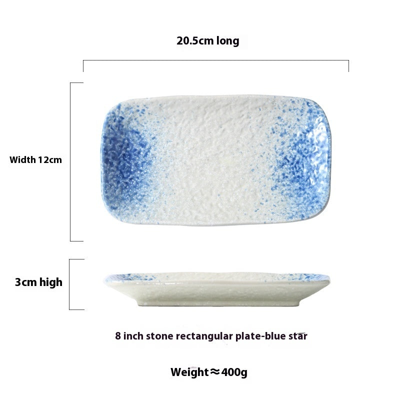 Ceramic Rectangular Stone Pattern Plate