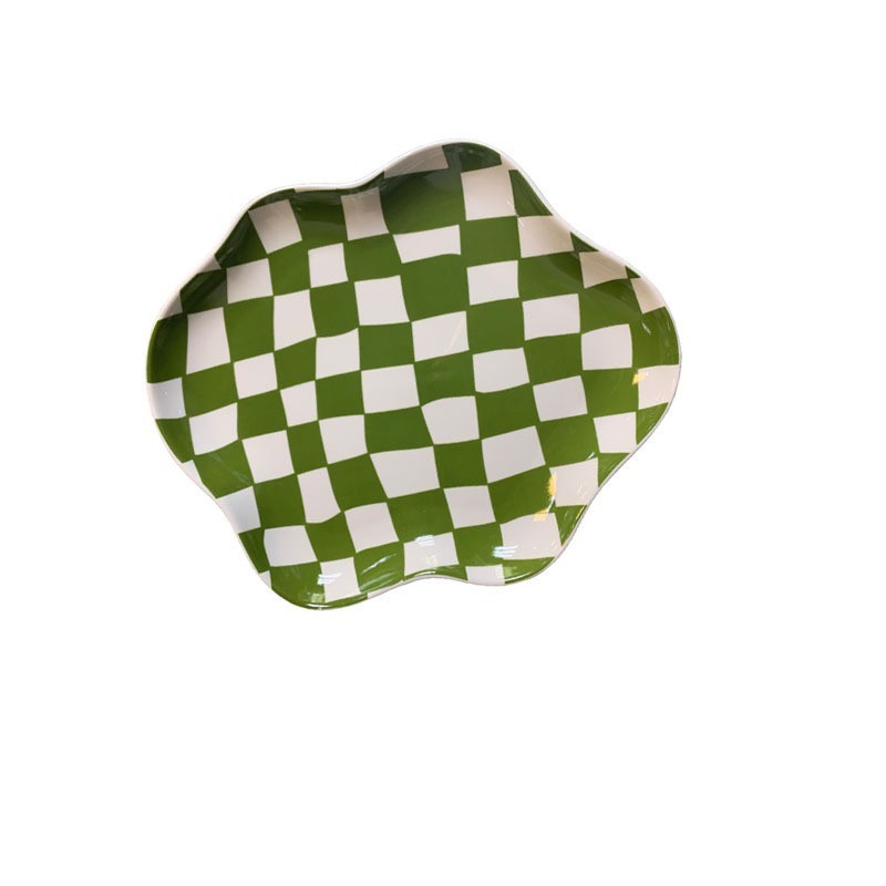 Black And White Green Irregular Cloud Plate
