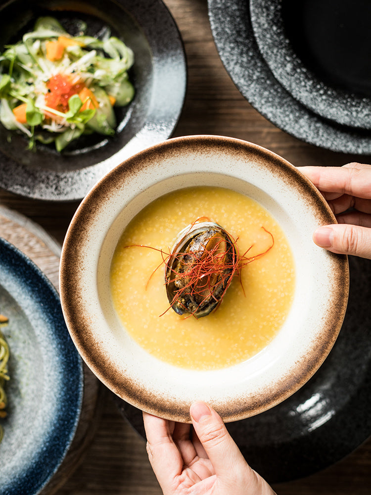 Straw Hat Plate Household Ceramic Flat Plate