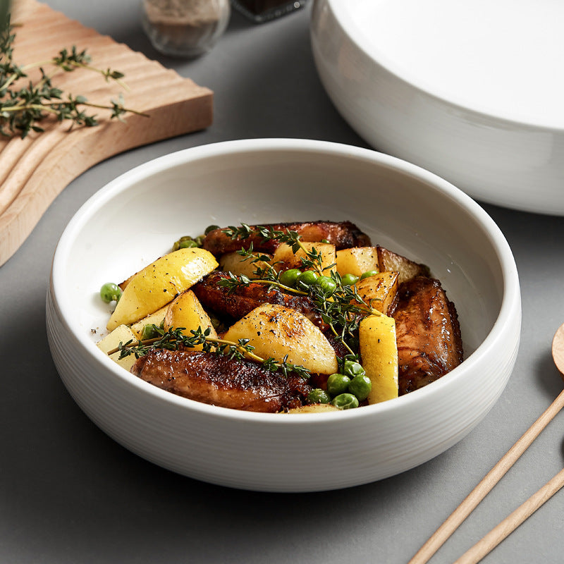 Ceramic Deep Round Household Plate Bowl