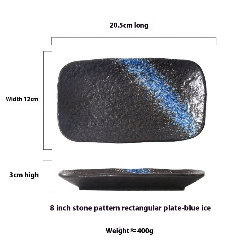 Ceramic Rectangular Stone Pattern Plate