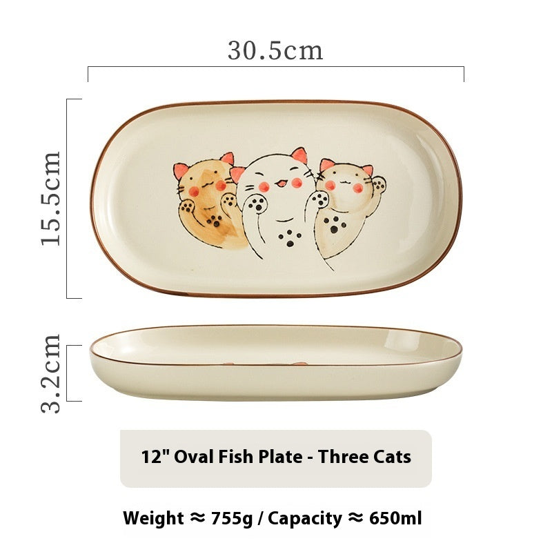 Hand Painted Ceramic Long Oval Plate