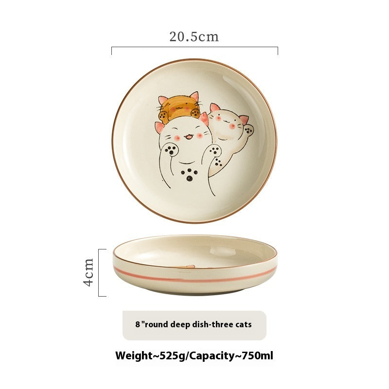 New Homehold Japanese Cat Plate Ceramic Plate