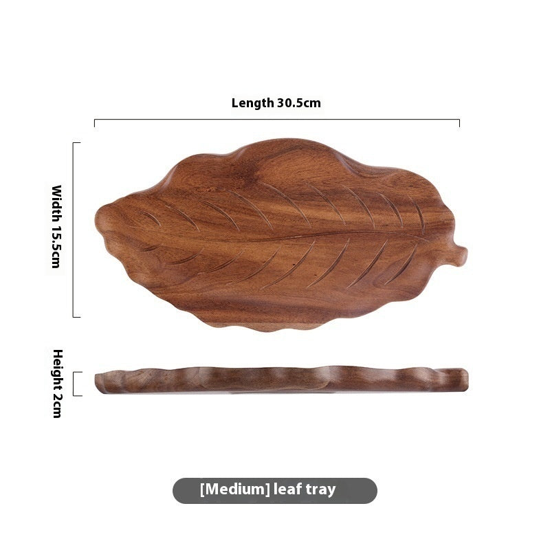 Leaf Pattern Long Wooden Plate