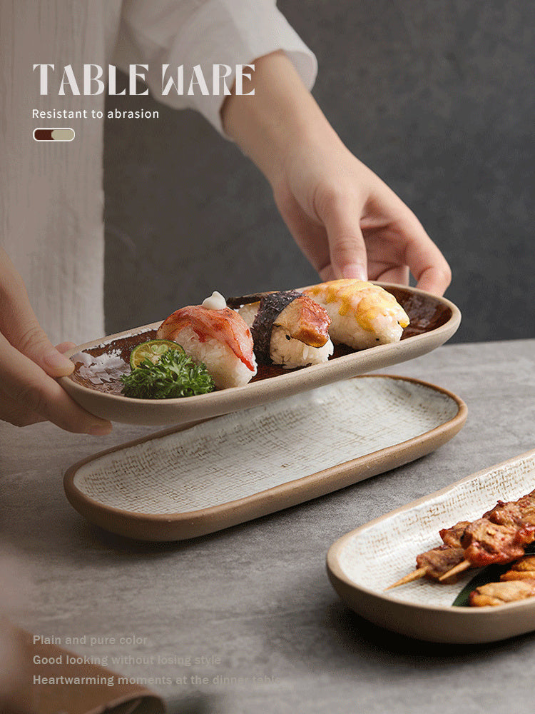 Retro Rectangular Ceramic Tableware