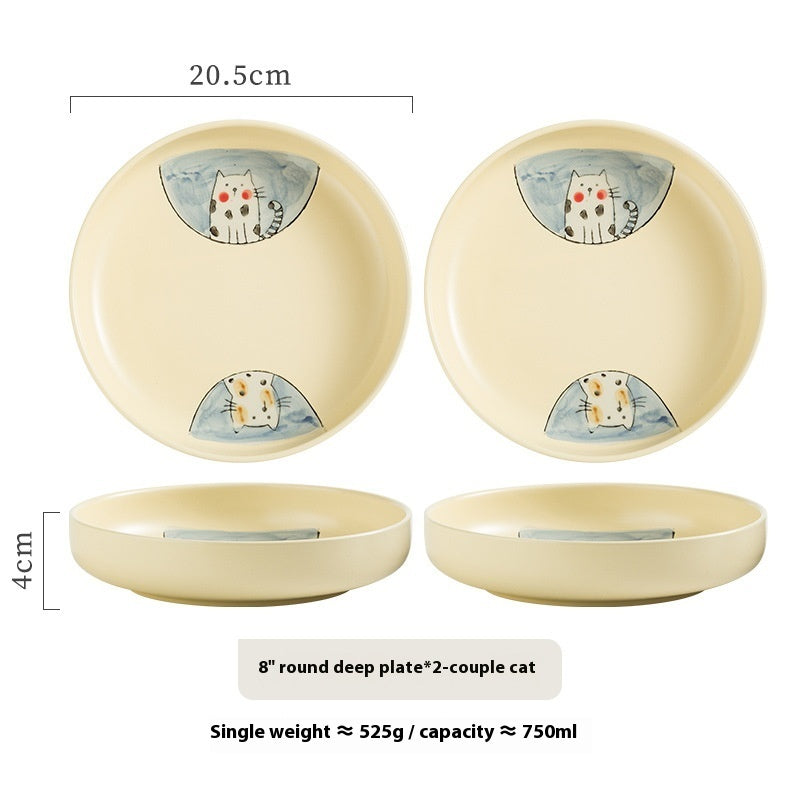 New Homehold Japanese Cat Plate Ceramic Plate