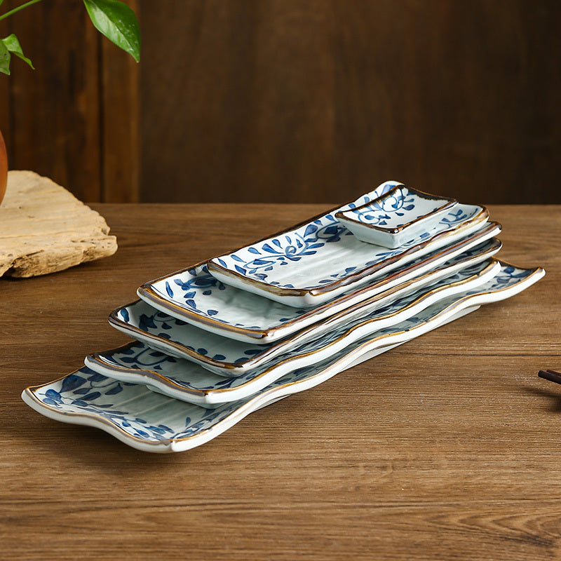 Ceramic Long Plate Rectangular Dessert Snack Plate