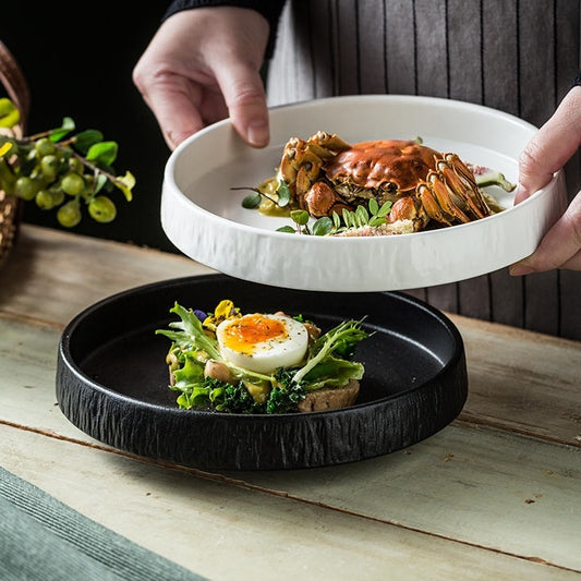 Stone Pattern Deep Tableware Ceramic Plate