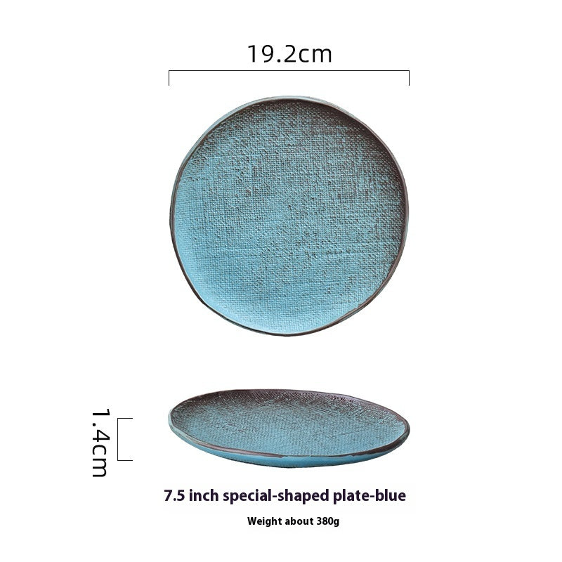 Retro Hand-painted Household Round Ceramic Plate