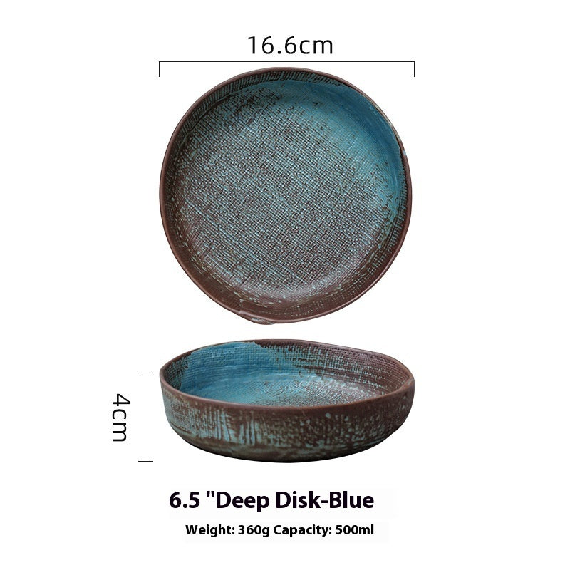 Retro Ceramic Deep Plates Creative Household Plate