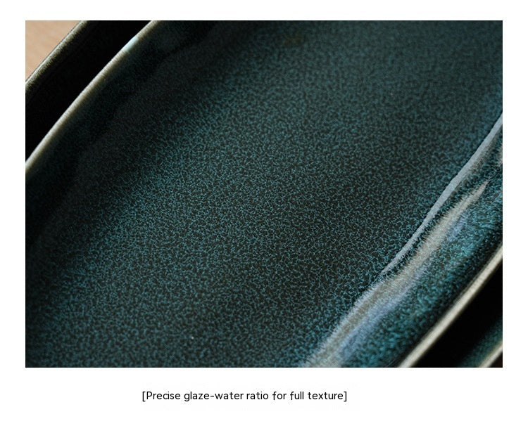 Glaze Kiln Oval Fish Dish Household Dinner Plate Long Plate Swing Plate