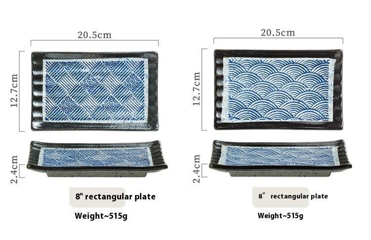Retro Rectangular Japanese Style Sushi Plate