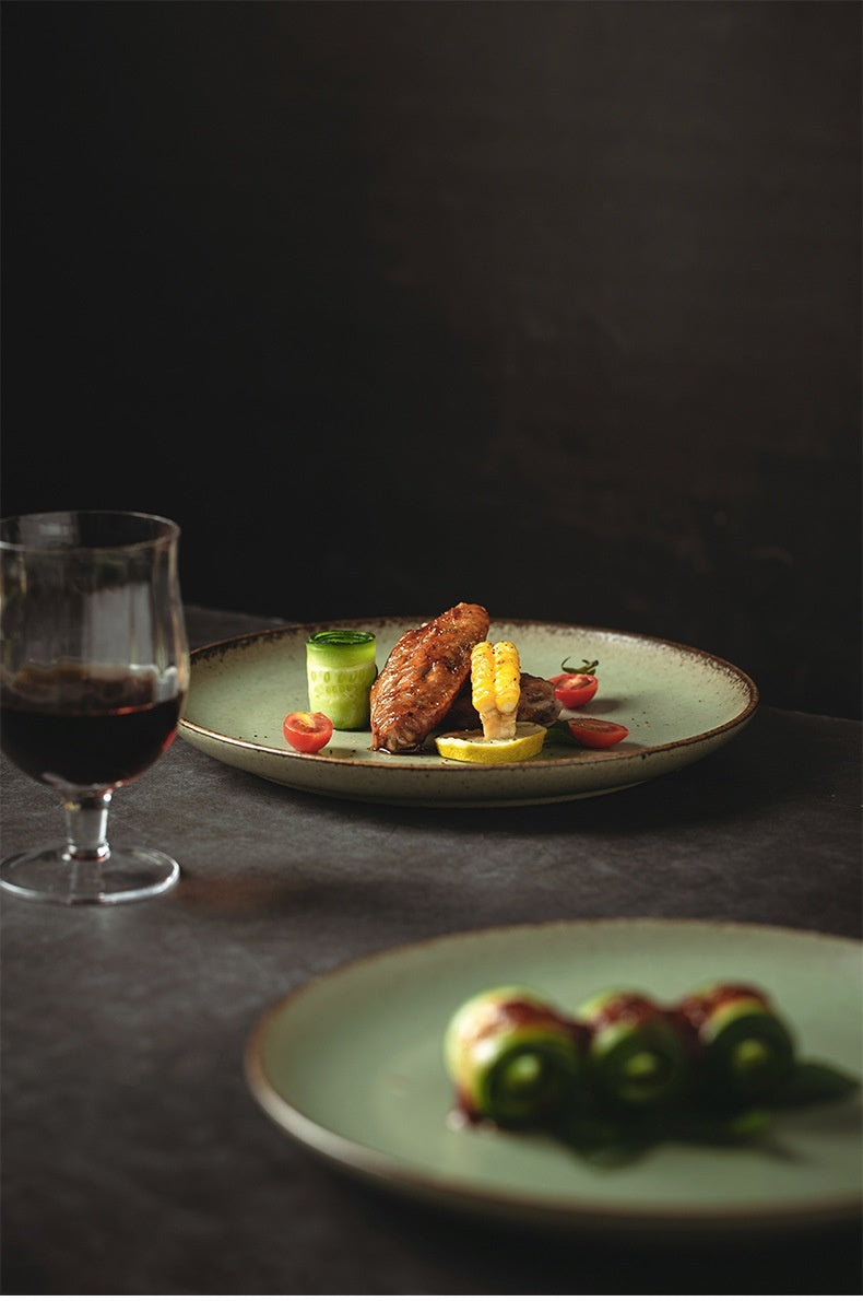 Stoneware Steak Plate Ceramic Western Cuisine Plate Retro Tableware