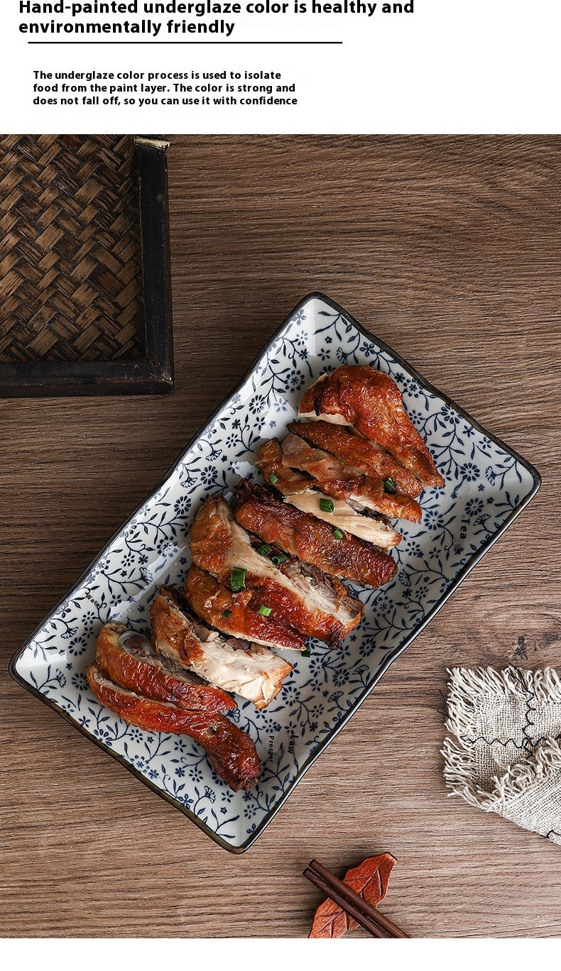 Ceramic Rectangular Antique Tableware Plate